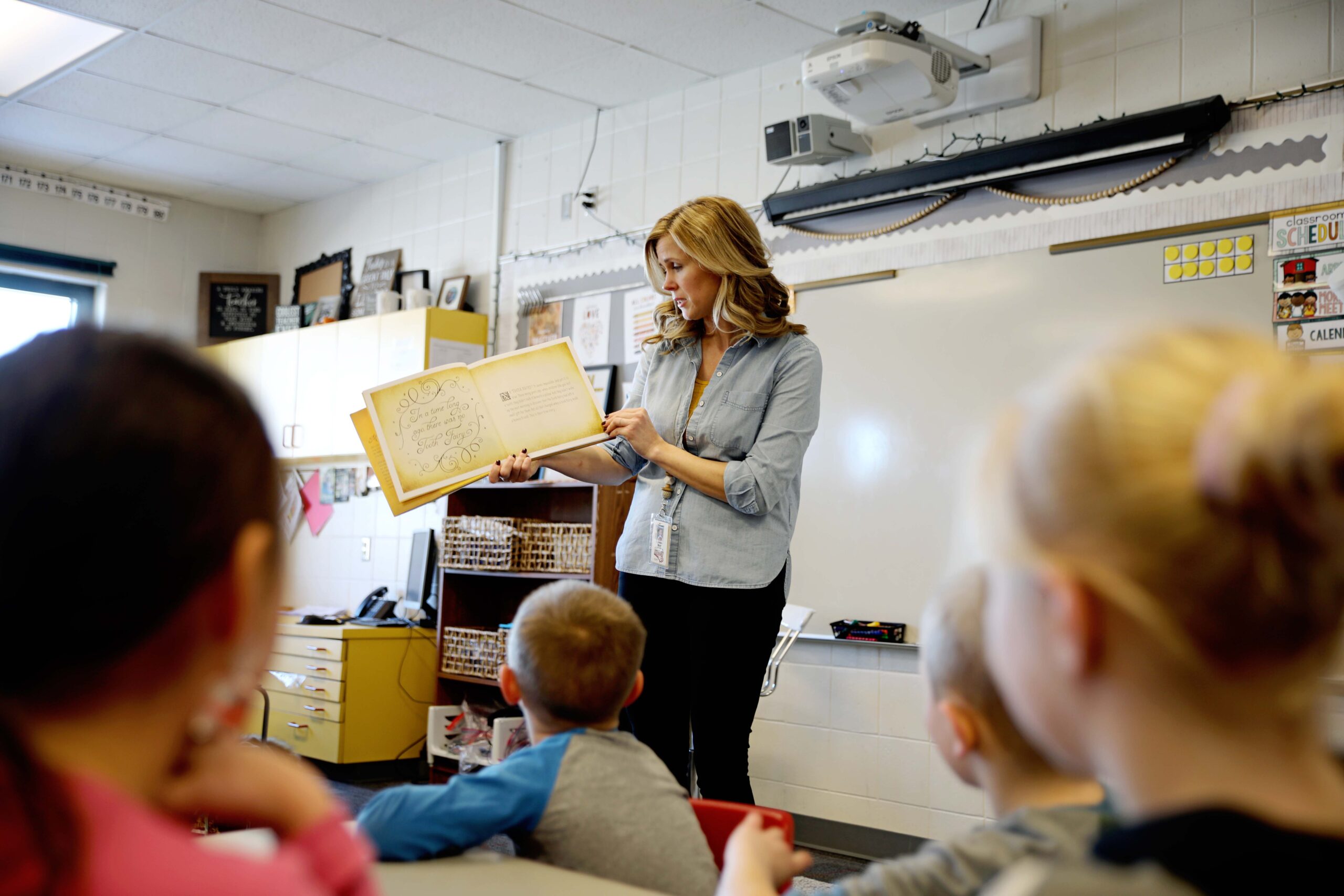 Clarke University Master of Arts in Education student teaching in own classroom.