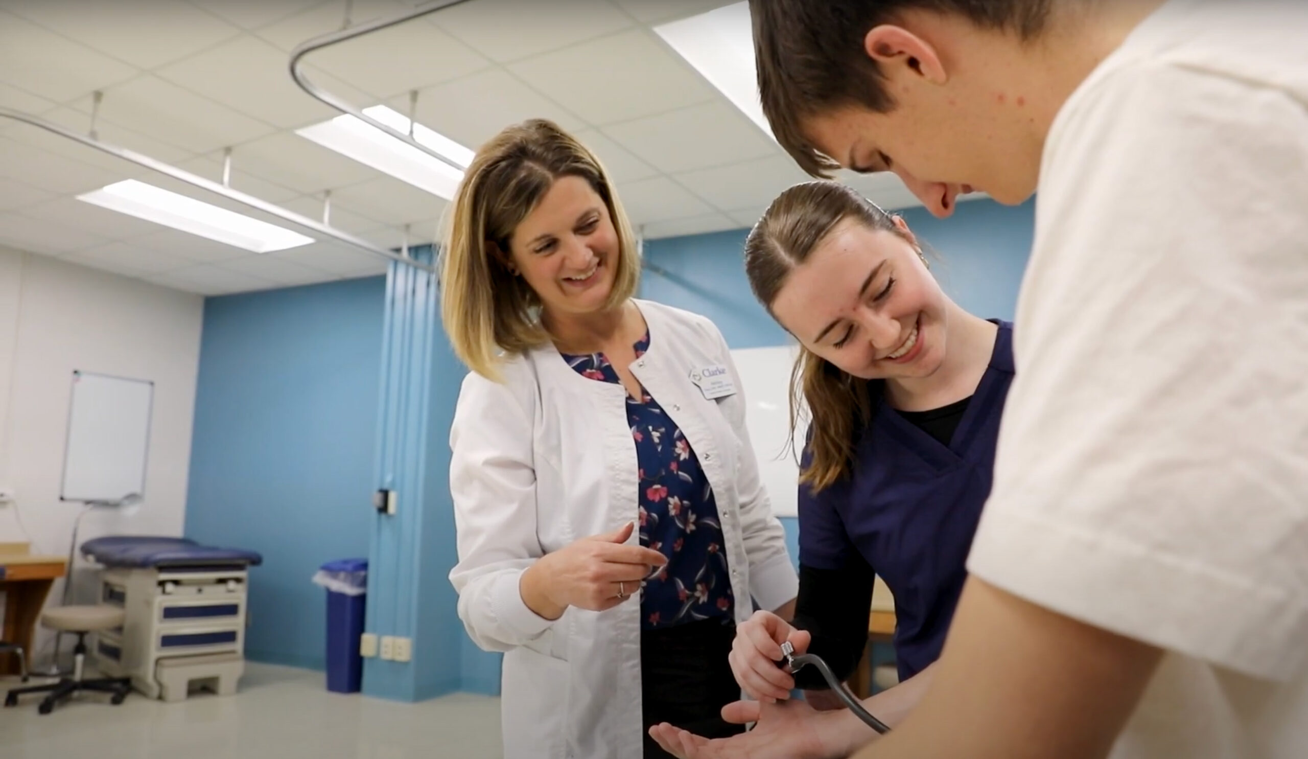 Clarke University nursing school major Katie McGrane getting hands on nursing experience in Dubuque, Iowa