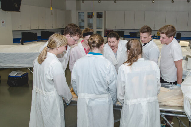 Biology Majors in Cadaver Lab-Gross Anatomy Lab