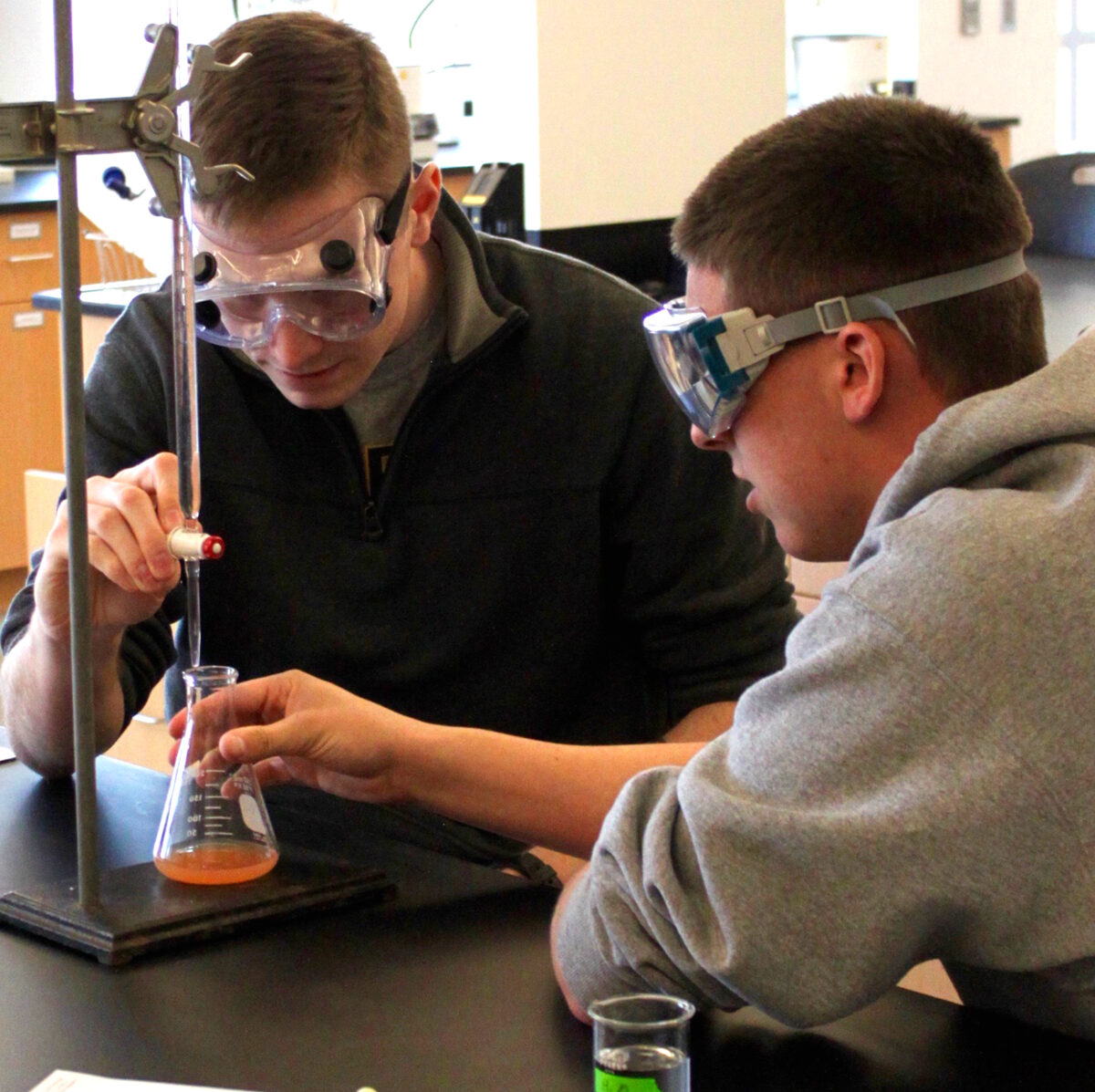 Two chemistry degree program students at Clarke University - Full Size