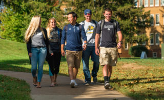 Clarke students walking on campus