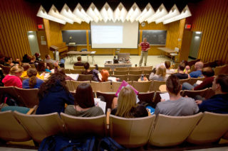 A Psychology Class in Alumnae lecture hall at Clarke University