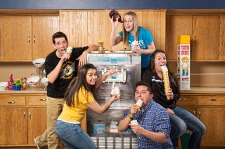 Clarke University students enjoying Ice Cream in Cafeteria