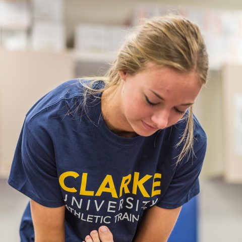 Athletic training students are given hands-on experience in each class.