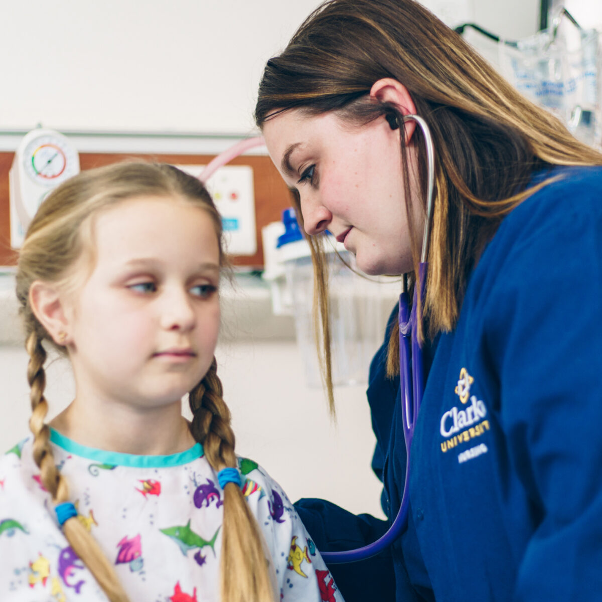 Clarke Nursing Student gaining hands on nursing experience - Full Size