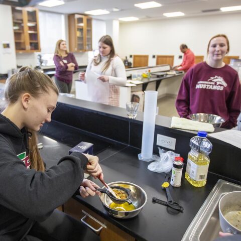 students working in food science lab