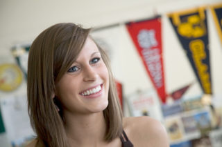 Clarke University Student in her dorm on campus in Dubuque, Iowa.