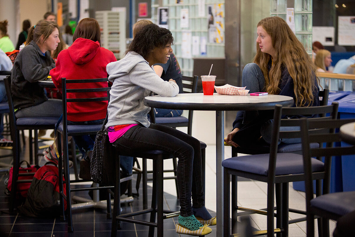 Students eating in SAC - Full Size